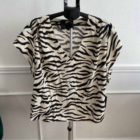 RACHEL Rachel Roy Black and White Zebra Print Blouse - Picture 1 of 7
